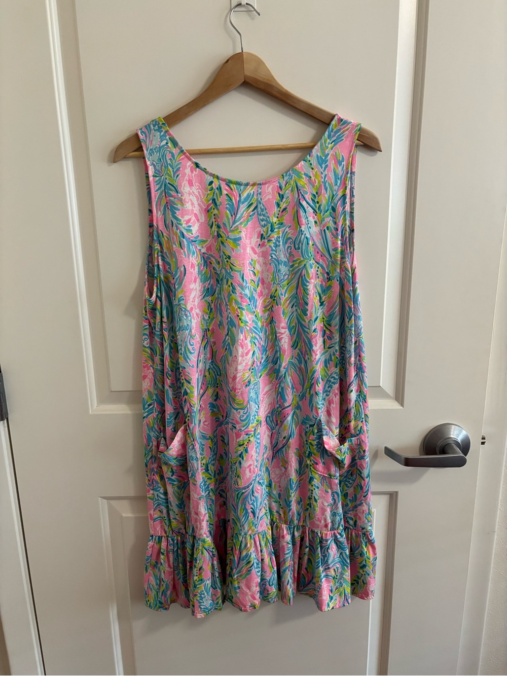 Lilly Pulitzer Women Kristen Flounce Dress Multi Unicorn of the Sea, Pima Cotton